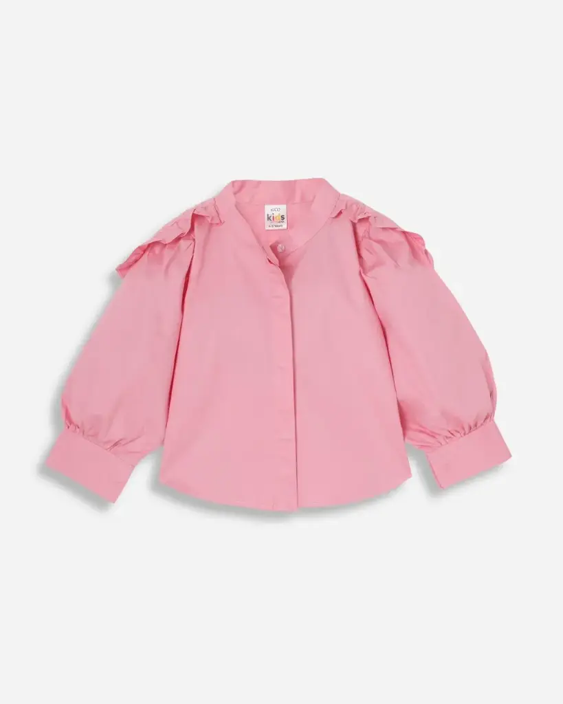 Blush Ruffle Shoulder Shirt for Girls | Ages 4-14 years | 100% Cotton |  MOQ: 10pc / Set