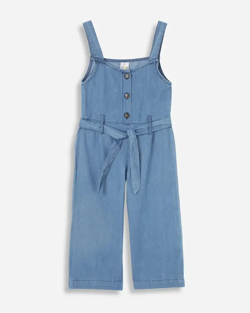 Denim Sleeveless Jumpsuit for Girls | Ages 6 months - 6 years | 100% Cotton | MOQ: 7pc / Set