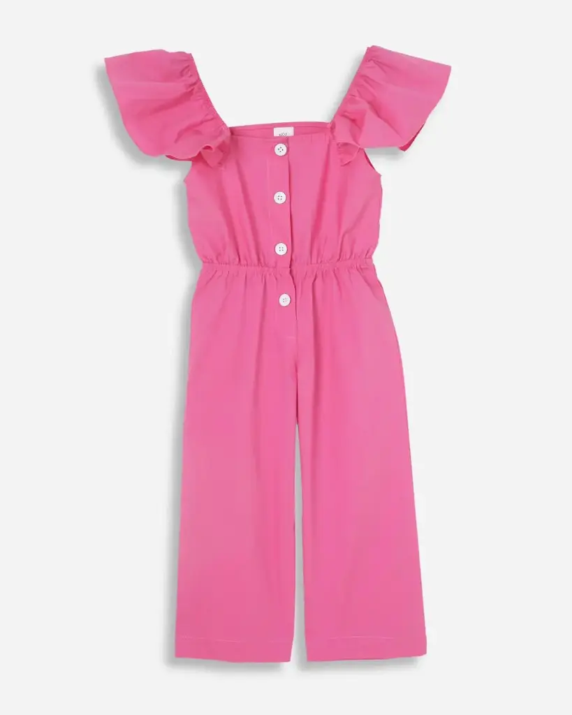 Pink Ruffle Sleeve Jumpsuit for Girls | Ages 6months - 6 years | 100% Cotton | MOQ: 7pc / Set