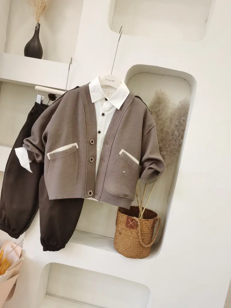 Knitted Button-Up Cardigan For Kids | Ages 3 - 9 Years | Cotton Blend | MOQ: 5pc / Set