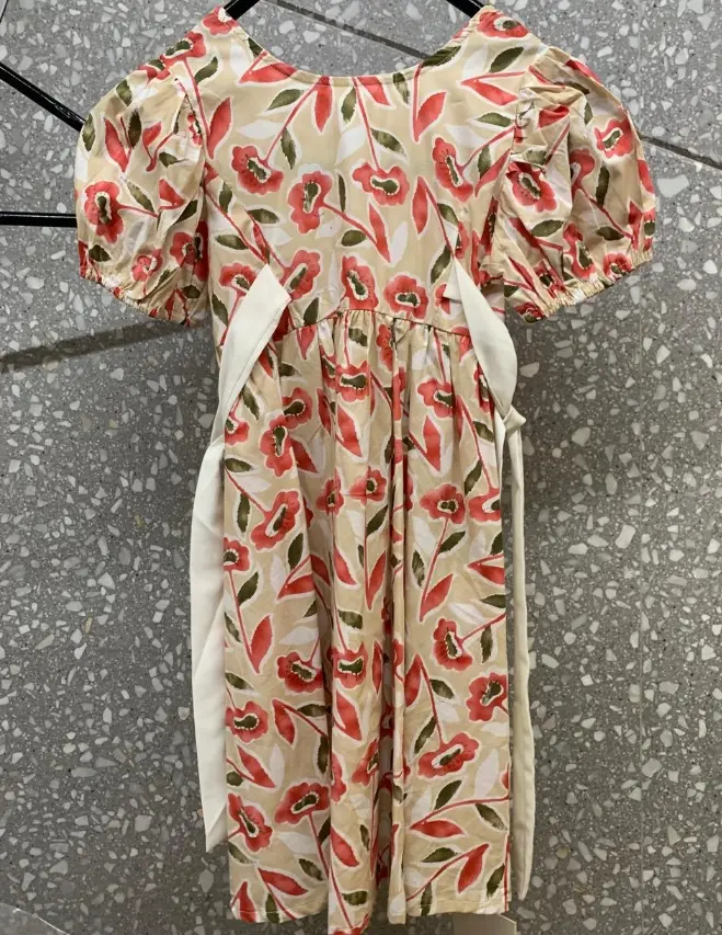 Floral Puff-Sleeve Dress For Girls | Cotton Fabric | Age Group 6 - 10 Years | MOQ: 5pc / Set