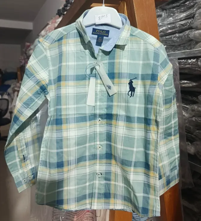 Plaid Checkered Long-Sleeve Shirt for Boys | Ages 2 to 12 Years | Premium Cotton Blend | MOQ: 5 pcs / Set