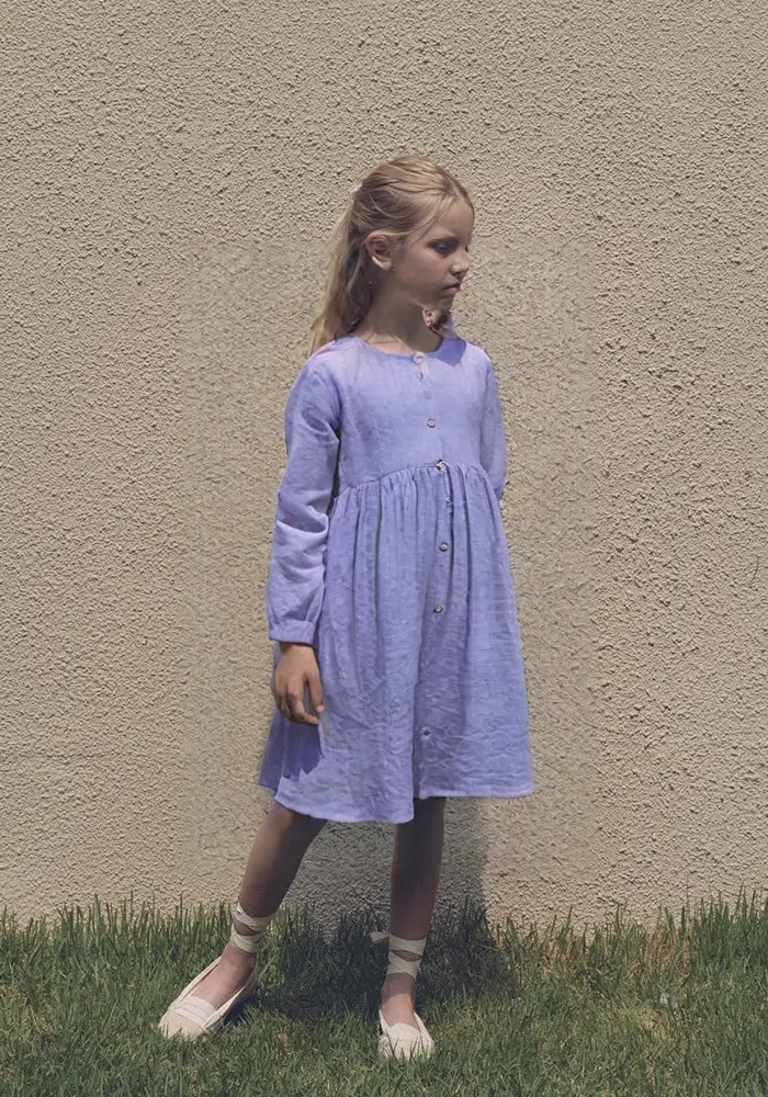 Linen Button-Down Dress For Girls | Soft & Breathable | Girls 2-10 Years | MOQ: 6 pcs/set  