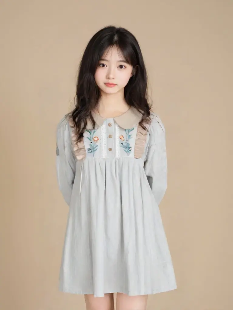 Embroidered Ruffle Collar Dress For Girls | Ages 2 to 10 Years | 100% Cotton | MOQ: 8 pcs / Set 