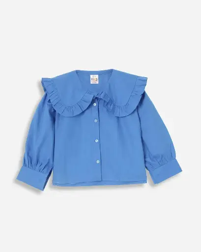 Azure Ruffle Collar Shirt for Girls | Ages 4 - 14 years | 100% Cotton |  MOQ: 10pc / Set