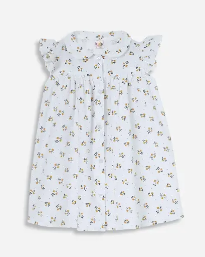 Floral Flutter Sleeve Dress for Girls | Ages 6months - 6years | 100% Cotton | MOQ: 7pc / Set