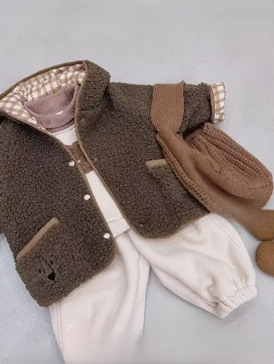 Reversible Brown Sherpa Winter Jacket Set | Ages 1 - 5 Years | Cotton-Polyester Blend | MOQ: 5pc / Set