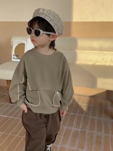 Relaxed Fit Sweatshirt For Kids | Ages 3 - 9 Years | Cotton Blend | Minimalistic Style | MOQ: 5pc / Set