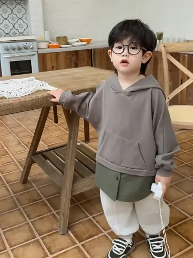 Layered Look Hoodie For Boys | Ages 3 - 9 Years | Cotton Blend | MOQ: 5pc / Set