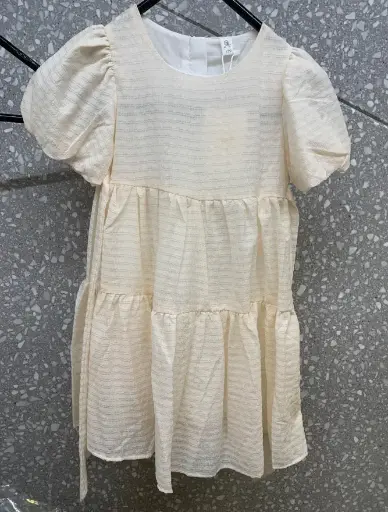  Cotton Puff-Sleeve Tiered Dress For Girls | Soft Textured Fabric | Age Group 6 - 10 Years | MOQ: 5pc / Set