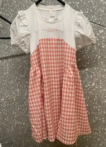 Gingham Puff-Sleeve Dress For Girls | Age Group 6 - 10 Years | MOQ: 5pc / Set