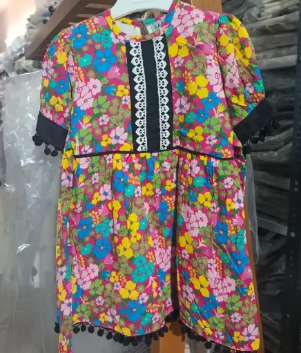 Floral Boho Chic Dress for Girls | Ages 2 to 10 Years | Cotton Blend | MOQ: 5 pcs / Set