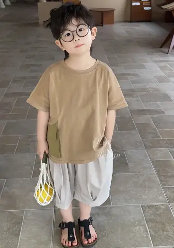 Minimalist Patch Pocket Oversized T-Shirt For Boys | Ages 3 to 9 Years | Cotton Blend | MOQ: 5 pcs / Set