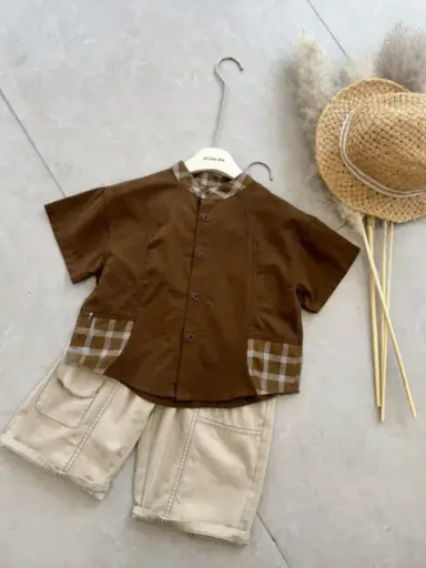Contrast Collar Button-Up Oversized Shirt for Boys | Ages 3-9 Years | Cotton Blend | MOQ: 5 pcs / Set 