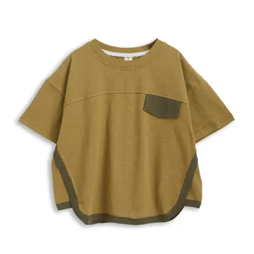 Asymmetrical Contrast-Trim Oversized T-Shirt for Boys | Ages 3 to 9 Years | 100% Cotton | MOQ: 5 pcs / Set