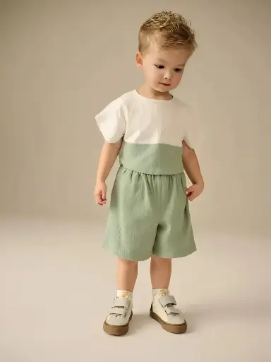 Colorblock Muslin Co-Ord Set For Boys And Girls | Ages 1 to 5 Years | 100% Cotton | MOQ: 5 pcs / Set