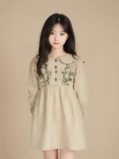 Embroidered Ruffle Collar Dress For Girls | Ages 2 to 10 Years | 100% Cotton | MOQ: 8 pcs / Set 