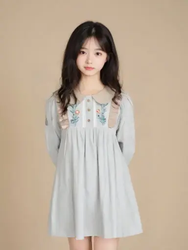 Embroidered Ruffle Collar Dress For Girls | Ages 2 to 10 Years | 100% Cotton | MOQ: 8 pcs / Set 