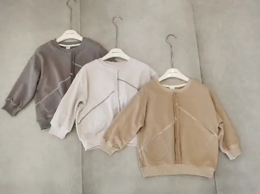 Neutral Tone Pocket Sweatshirts for Kids | Ages 3 - 9 years | Cotton Blend |  MOQ: 5pc / Set