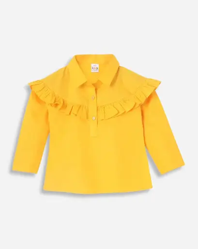 Golden Ruffle Collar Shirt for Girls | Ages 4-14 years | 100% Cotton |  MOQ: 10pc / Set