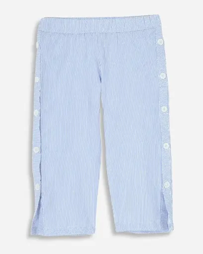 Blue Striped Button Detail Culottes for Girls | Ages 6months - 6years | 100% Cotton | MOQ: 7pc / Set