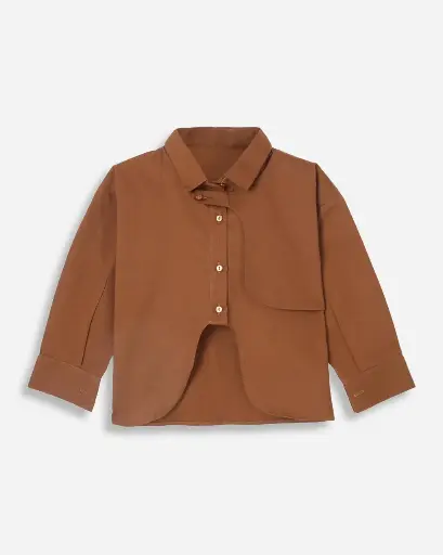 Chestnut Asymmetrical Hem Shirt for Boys | Ages 4 - 14 years | 100% Cotton | MOQ: 10pc / Set